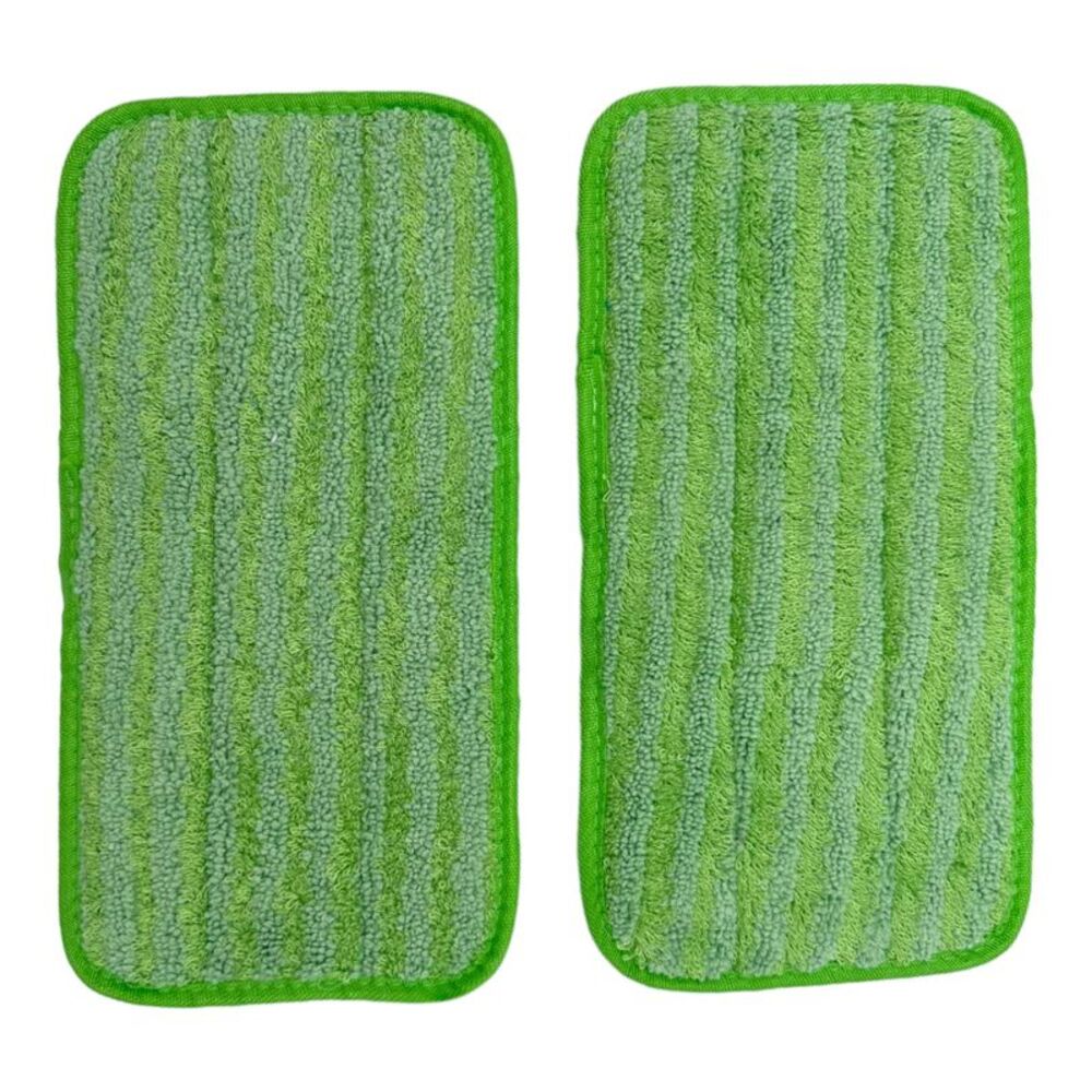 Smart Home Reusable Green Microfiber Hook and Loop Mop Floor Duster Pads, 2 Pack
